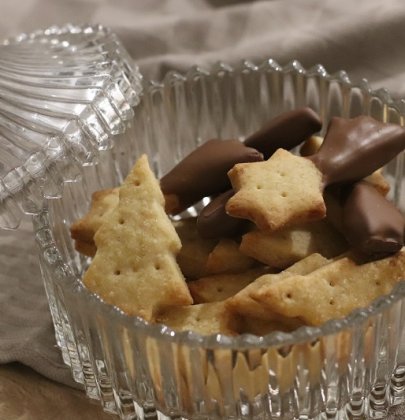 Biscuits de Noël : Shortbead fleur de sel et chocolat